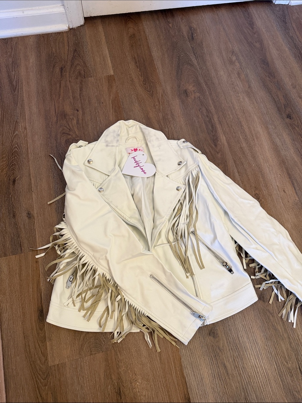 Buddy Love Cream Fringe Moto Jacket - Picture 1 of 4